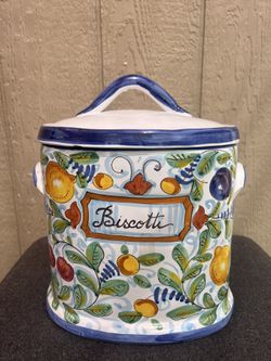 Italian VINTAGE Biscotti Jar Made For Cottura County Style 1980s