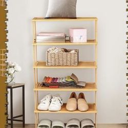 NATTHSWE Bamboo Vertical Shoe Rack (6 TIER)