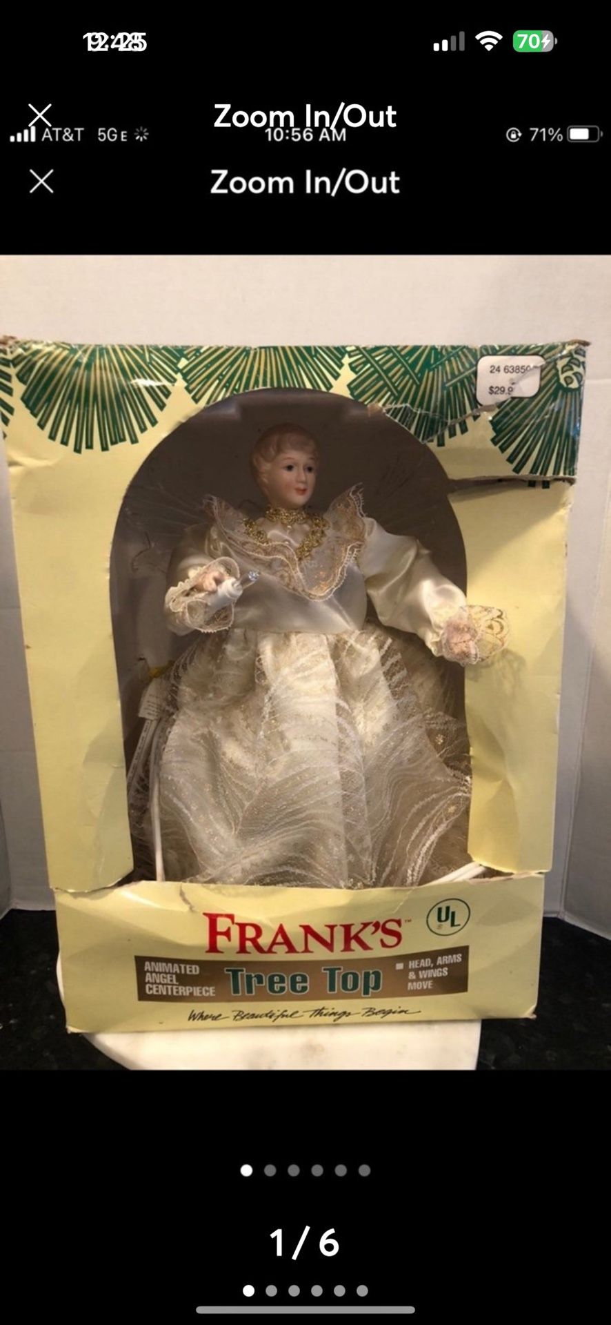 Frank’s 14" VTG Fiber Optic Angel Christmas Tree Topper/Table Piece-Beautiful!