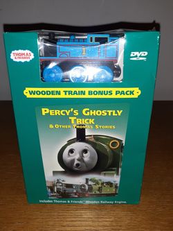 Thomas Train & Friends Percy's Ghostly Trick DVD, Bonus Wooden Thomas Train Included!