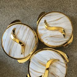 3 Sets Of Marble Food Warmers 