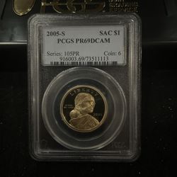2005 S Gem Proof Native American Dollar Graded At PR69 With A Deep Cameo U-18