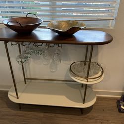 West Elm Tiered Bar Console / Cart + 2 Decor Bowls
