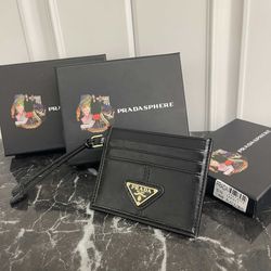 Waxed leather enamel metal triangle surface card holder for women 