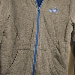 Sudadera Con Capucha Gris Interior Azul