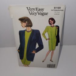 Very Easy Very Vogue Sewing Pattern 8159 Misses Jacket & Dress Sz. 8,10,12 UNCUT