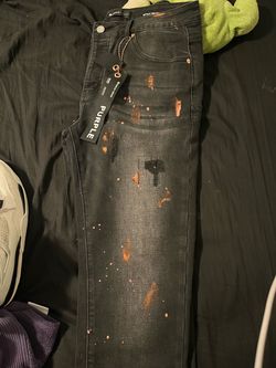 Purple Brand Jeans Size 34 Black Paint Splatter