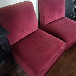 Red accent chairs