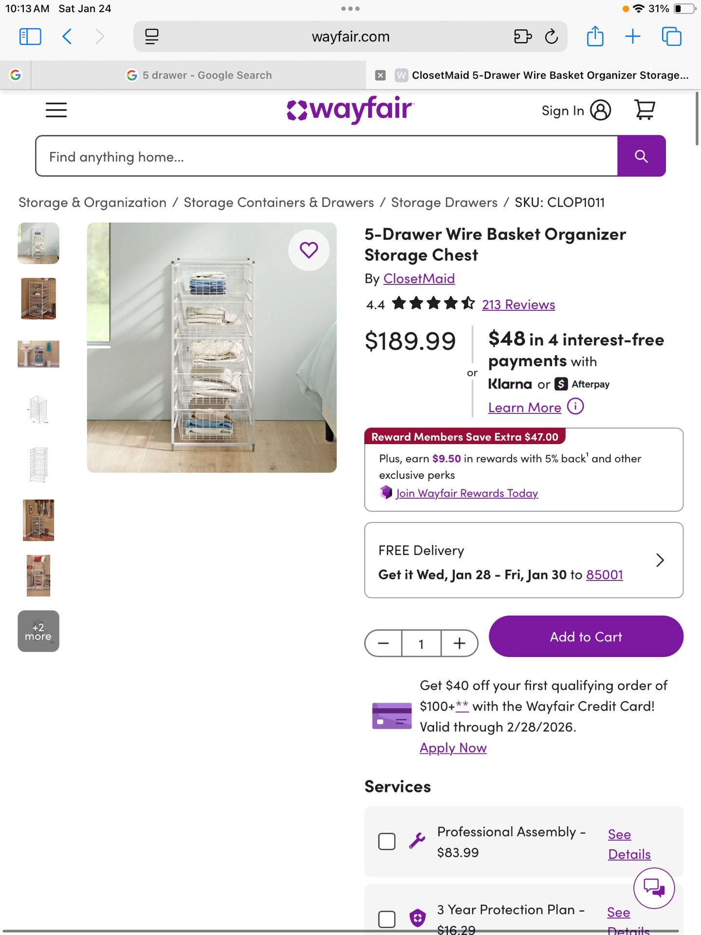 5 Wire Drawer Closet Organizer