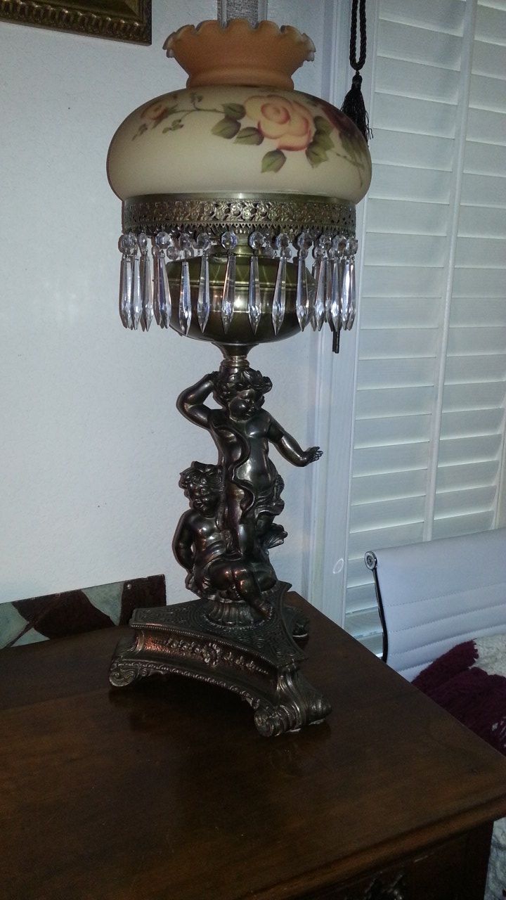 Antique Cherub Oil Lamp By John Scott