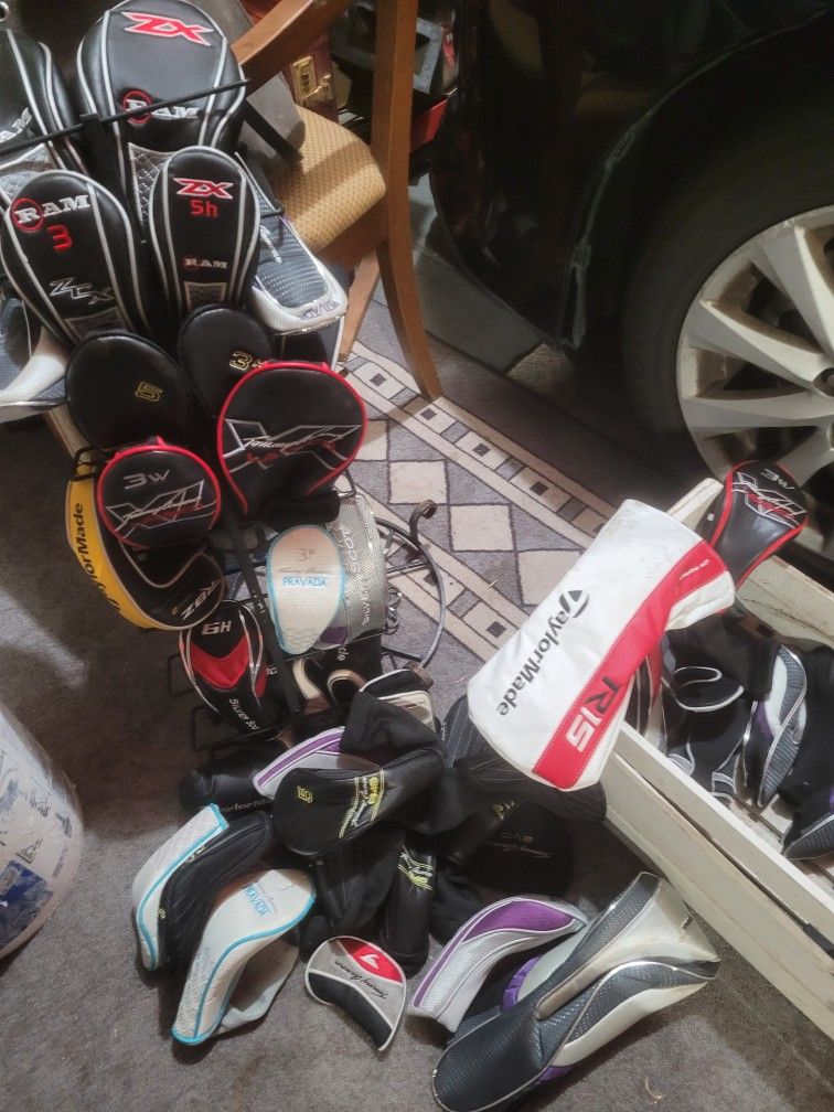 Variety Of Golf Club Covers, Different Sizes And Brands