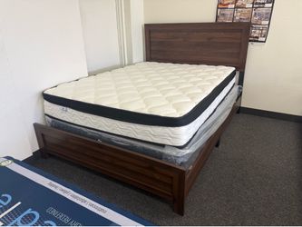 Queen bed frame and mattress set