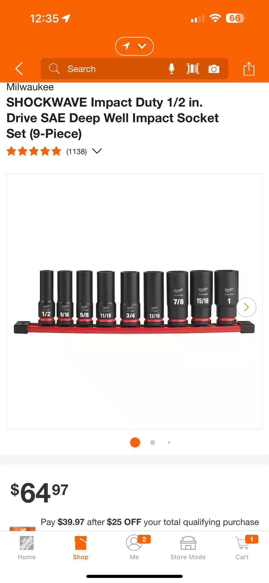 SHOCKWAVE Impact Duty 1/2 in. Drive SAE Deep Well Impact Socket Set (9 Piece)