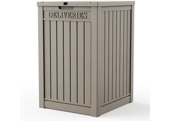 Package Delivery Boxes for Outside, 55-Gallon Lockable Parcel Drop Box, Large Double-Walled Resin Weatherproof Storage Porch Box for Deliveries and Pa