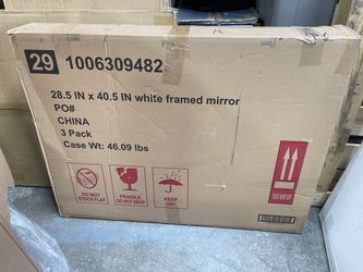 Glacier Bay 28.5 in. W x 40.5 in. H White Plastic Framed Bathroom Vanity Mirror (4398WK-WT)