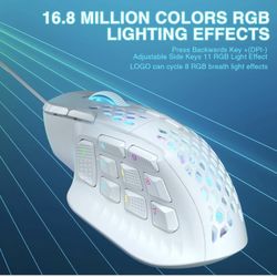 SOLAKAKA SM809 MMO Gaming Mouse Wired RGB with 9 Side Buttons,24000 DPI High Precision Sensor Optical Ergonomic Gamer Mouse,16 Programmable Custom Mac