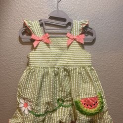 Size 24 Months Green Striped Watermelon Toddler Dress 