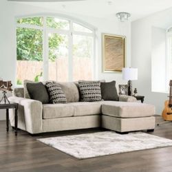 Brand New Mocha Super Plush Chenille Sectional Sofa (Pillows Included)