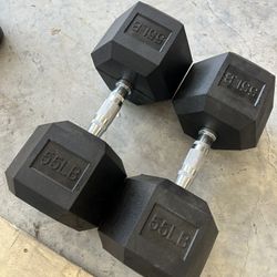 new pair of 55lb rubber dumbbells $110