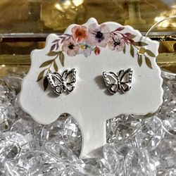 925 Sterling Silver Butterfly Stud earrings