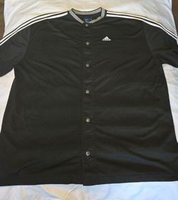 Adidas vintage black with white stripes snap button  2XL warm up shirt