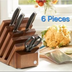 6-pc Wooden Knife Block Set