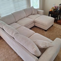 New 99x99 Corduroy Sectional Couch / Free Delivery 