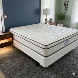 New queen  mattress and box spring 2 pc bed frame is not included