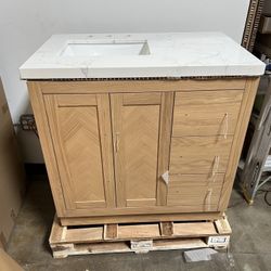*Display Model* 36” Light Oak Single Bathroom Vanity