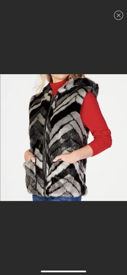 Steve Madden chevron faux fur hooded vest