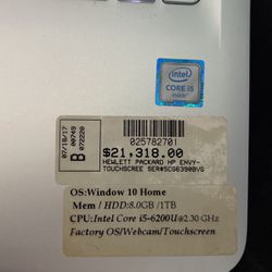 HP ENVY 15.6” i5 6th Gen 8 GB Ram