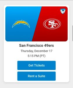 Chargers vs 49ers visitors endzone section 101