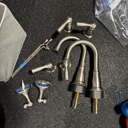 Two Moen Banbury Brushed Nickle Faucets And Handles