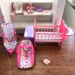 Adorable Lot Of Doll Toys. You & Me Baby Care Center, Stroller, Car Seat, Potty Seat, Doll & More! ($45)