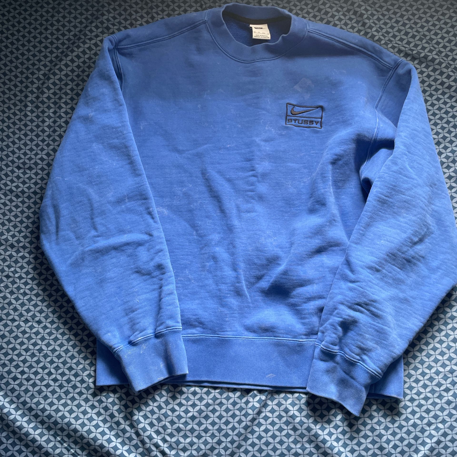 Nike X Stussy Acid Wash Mint Fleece Crew Neck