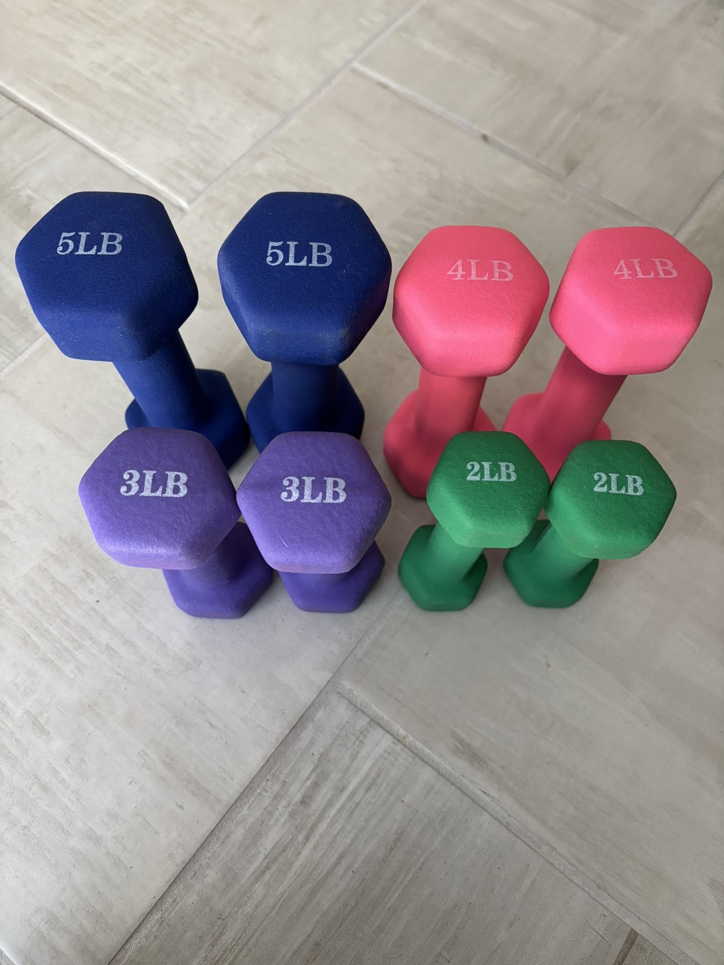 Set of 8 Neoprene Coated Dumbbell Hand Weights