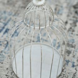 Vintage Rustic Nesting Metal Bird Cage Bird Finial Cream Color Decorative