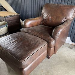 Leather Chair and Ottoman