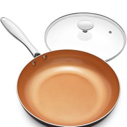 10 Inch Nonstick Copper Frying Pan Induction Compatible Cooking Pan, Nonstick Skillet with Stainless Steel Handle, Saute Pan Dishwasher Safe Oven Safe