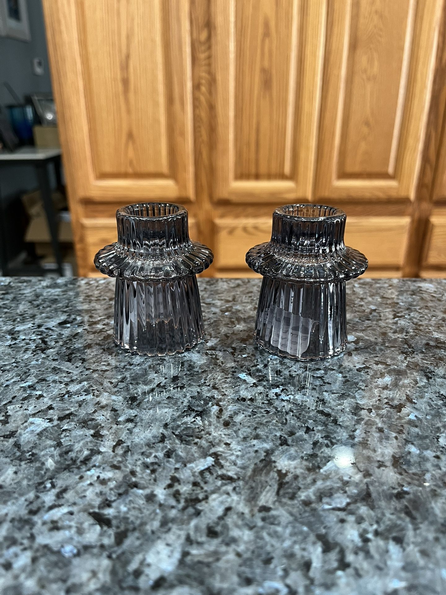 Glass Decorative  Candle Holders.  Lot of 2.  Brand new never used.  