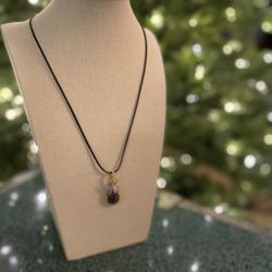 (5) Hand-Crafted Wire-Wrapped Pendant. Silver And Yellow Wire/purpleCabochon. 