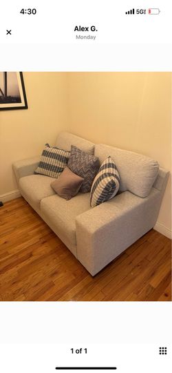 Modern Gray Loveseat – $125 delivery option available