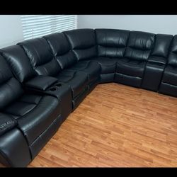 *Weekly Feature!!!*---Sleek Madrid Black Leather Reclining Sectional Sofa---Now $1399!!!---Delivery And Financing👌