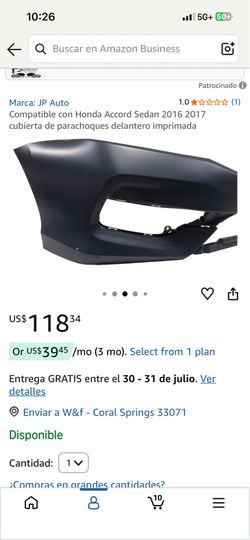 Honda accord 2017 sport front bumper