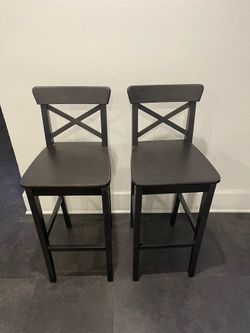IKEA Black Wood Counter Stools (Set of 2) – Sturdy & Stylish