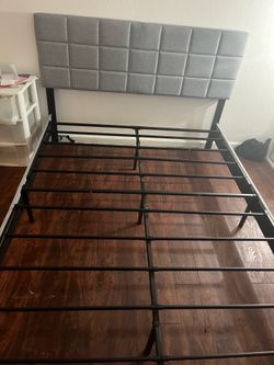 Queen bedframe boxspring in bed