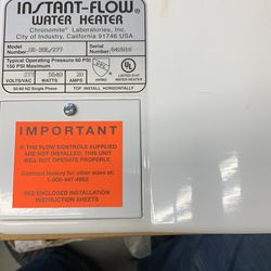 Instant -Flow Water Heater Instant Hot