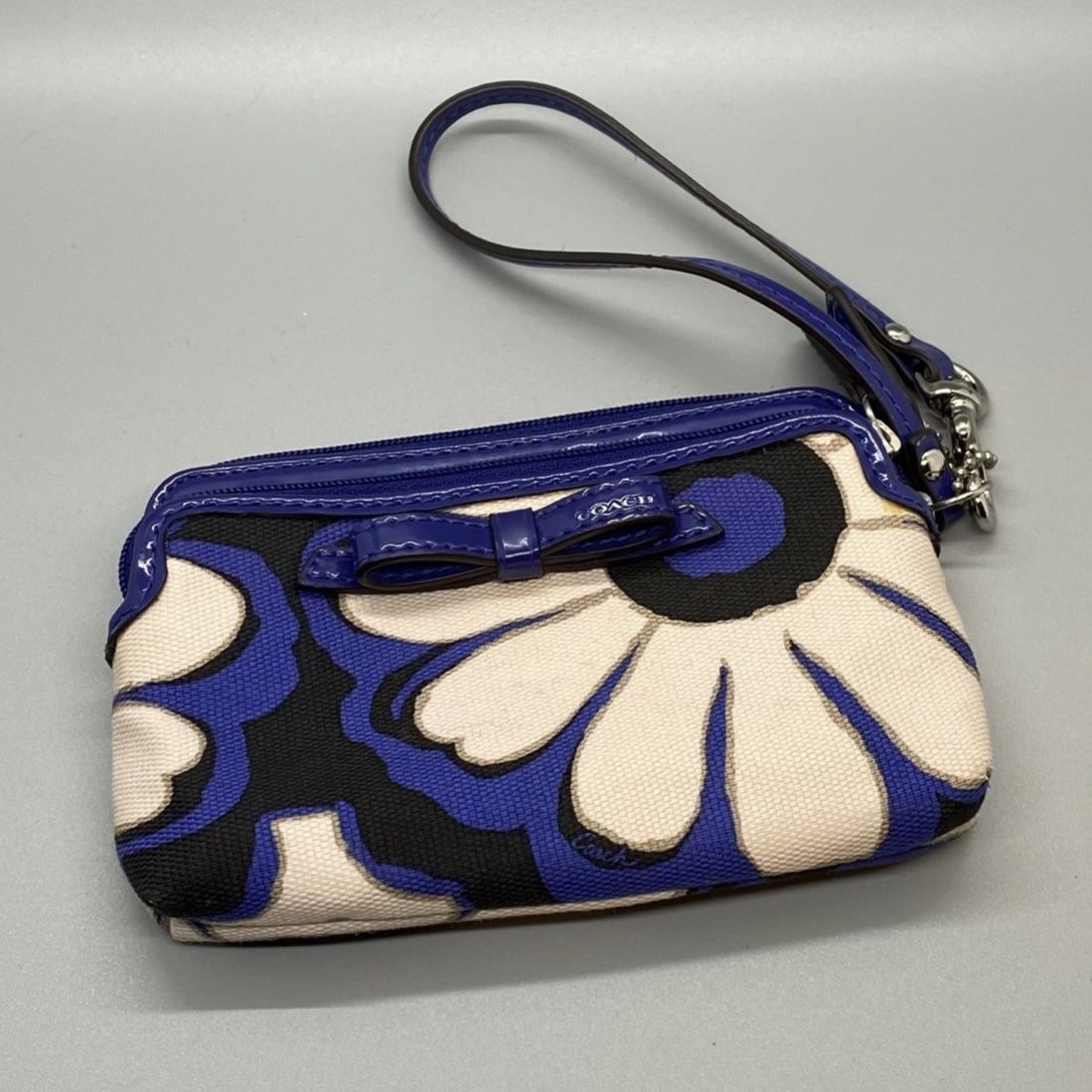 Blue Floral Coach Wristlet/Wallet