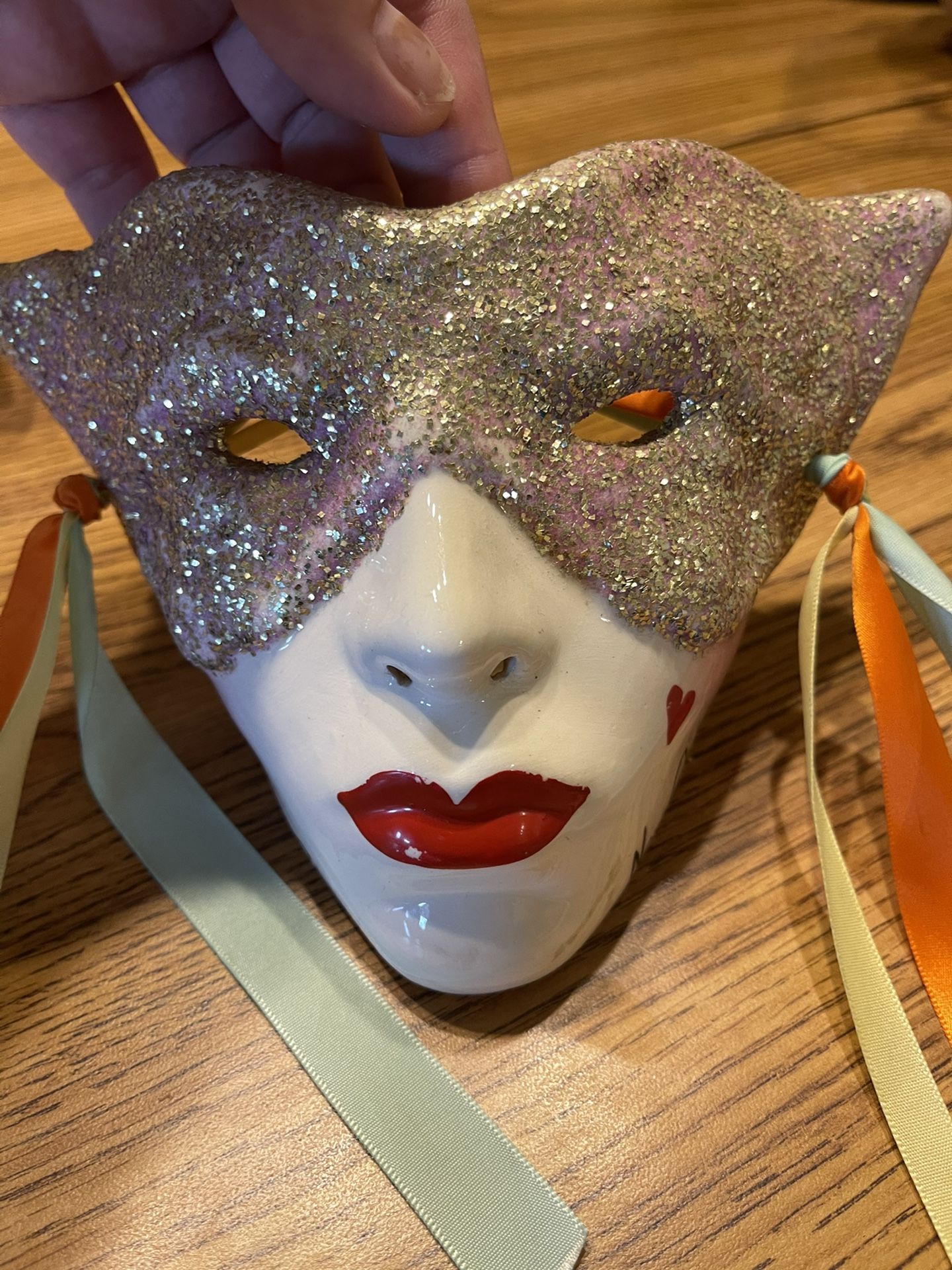 Mardi Gras Ceramic Mask And Figurine