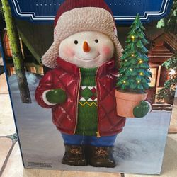 Led Resin Snowman Christmas Decoration